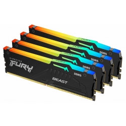 64GB (16GB x4) Kingston FURY Beast KF552C40BBAK4-64 DDR5 5200MT/s Non-ECC Memory DIMM, XMP, RGB