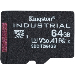 Kingston 64GB Industrial Micro SD (SDXC) Card U3, V30, A1, 100MB/s R, 80MB/s W