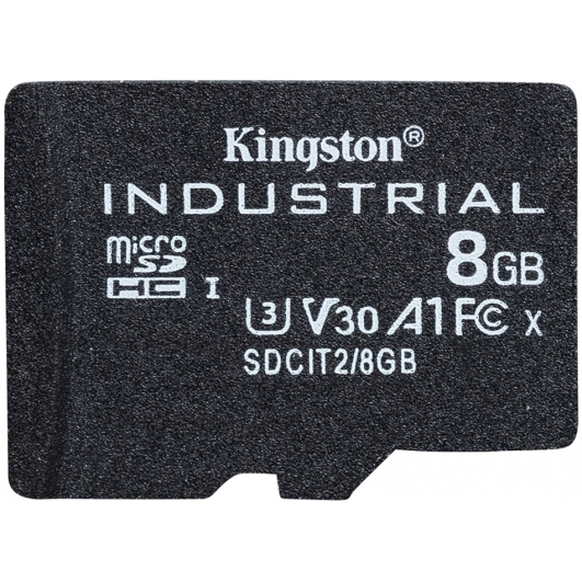 Kingston 8GB Industrial Micro SD (SDHC) Card U3, V30, A1, 100MB/s R, 80MB/s W