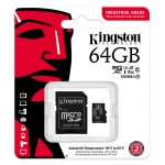 Kingston 64GB Industrial Micro SD (SDXC) Card U3, V30, A1, 100MB/s R, 80MB/s W