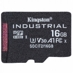 16GB Kingston Industrial Micro SD (SDHC) Card, U3, V30, A1, 100MB/s R, 80MB/s W