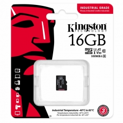 16GB Kingston Industrial Micro SD (SDHC) Card, U3, V30, A1, 100MB/s R, 80MB/s W