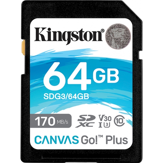 Kingston 64GB Canvas Go Plus SD Card - U3, V30, Up To 170MB/s
