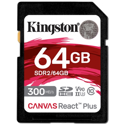 Kingston 64GB Canvas React Plus SD Card - U3, V90, Up To 300MB/s