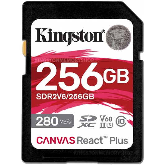 Kingston 256GB Canvas React Plus SD Card - U3, V60, Up To 280MB/s