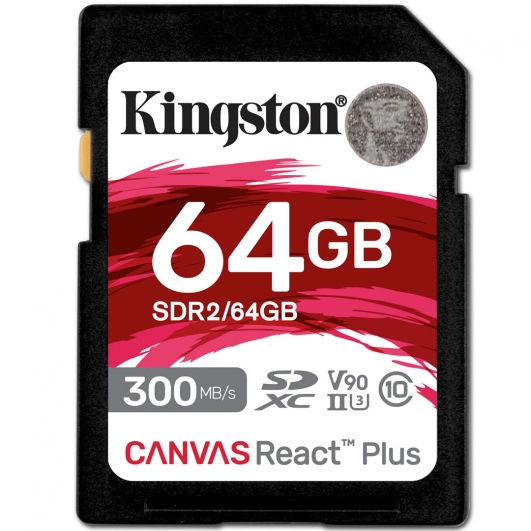 Kingston 64GB Canvas React Plus SD Card - U3, V90, Up To 300MB/s