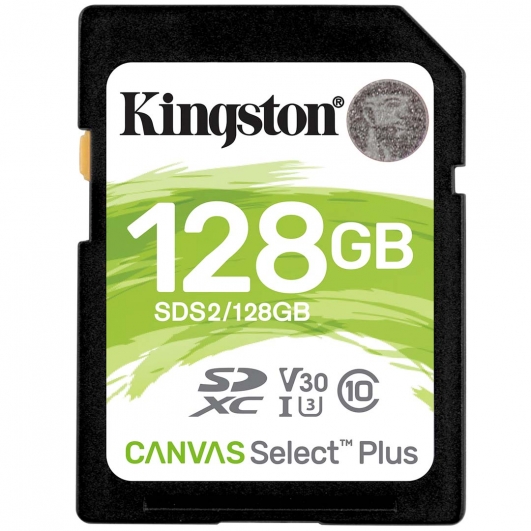 Kingston 128GB Canvas Select Plus SD Card - U3, V30, Up To 100MB/s