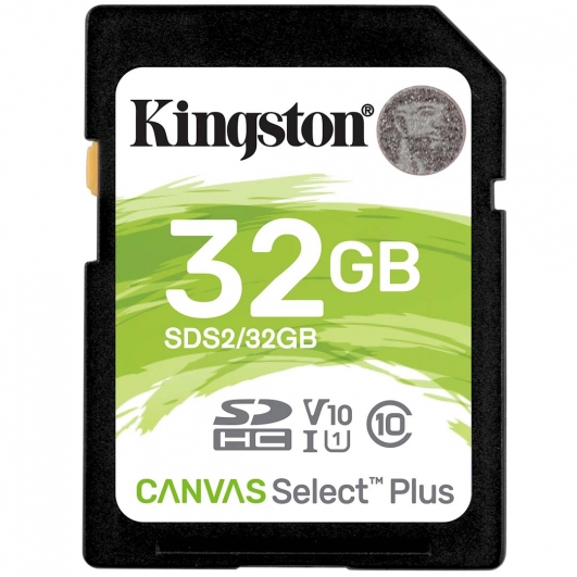 Kingston 32GB Canvas Select Plus SD Card - U1, V10, Up To 100MB/s