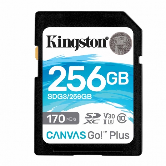 Kingston 256GB Canvas Go Plus SD Card - U3, V30, Up To 170MB/s