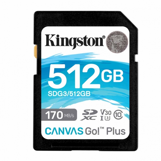 Kingston 512GB Canvas Go Plus SD Card - U3, V30, Up To 170MB/s