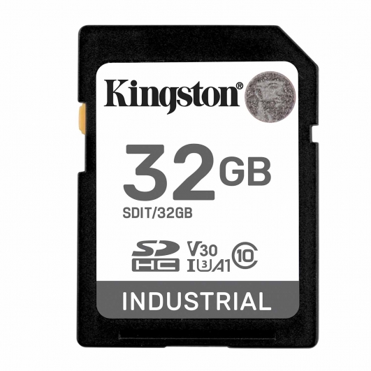 32GB Kingston Industrial SD (SDHC) Card, U3, V30, A1, 100MB/s R, 80MB/s W