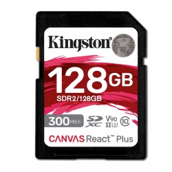 128GB Kingston Canvas React Plus SD (SDXC) Card, UHS-II, U3, V90, 300MB/s R, 260MB/s W