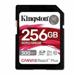 256GB Kingston Canvas React Plus SD (SDXC) Card, UHS-II, U3, V90, 300MB/s R, 260MB/s W