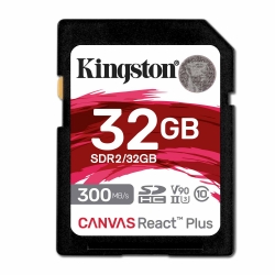 32GB Kingston Canvas React Plus SD (SDHC) Card, UHS-II, U3, V90, 300MB/s R, 260MB/s W