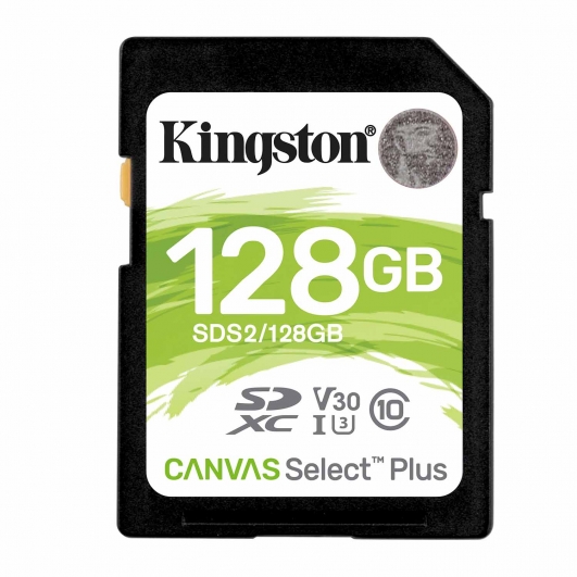 Kingston 128GB Canvas Select Plus SD Card - U3, V30, Up To 100MB/s