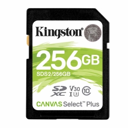 256GB Kingston Canvas Select Plus SD (SDXC) Card, U3, V30, 100MB/s R, 85MB/s W