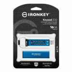 16GB Kingston Ironkey Keypad 200 USB 3.2, Gen1 Flash Drive, Type-A, 145MB/s R, 115MB/s W