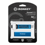 32GB Kingston Ironkey Keypad 200 USB 3.2, Gen1 Flash Drive, Type-A, 145MB/s R, 115MB/s W