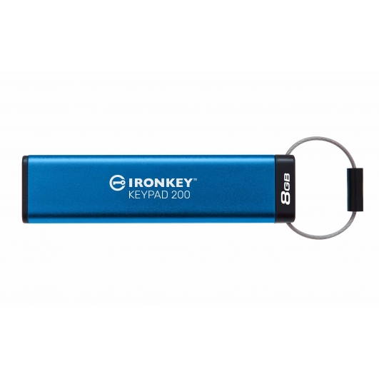 8GB Kingston Ironkey Keypad 200 USB 3.2, Gen1 Flash Drive, Type-A, 145MB/s R, 115MB/s W