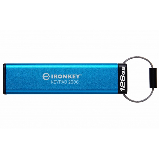 128GB Kingston Ironkey Keypad 200C USB 3.2, Gen1 Flash Drive, Type-C, 280MB/s R, 200MB/s W