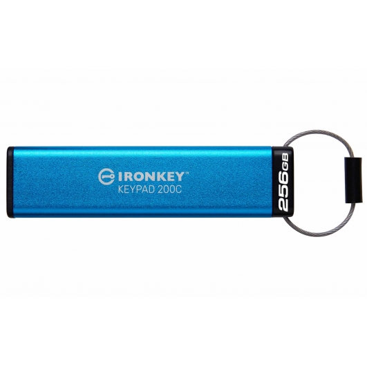 256GB Kingston Ironkey Keypad 200C USB 3.2, Gen1 Flash Drive, Type-C, 280MB/s R, 200MB/s W