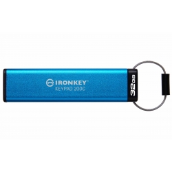 32GB Kingston Ironkey Keypad 200C USB 3.2, Gen1 Flash Drive, Type-C, 145MB/s R, 115MB/s W