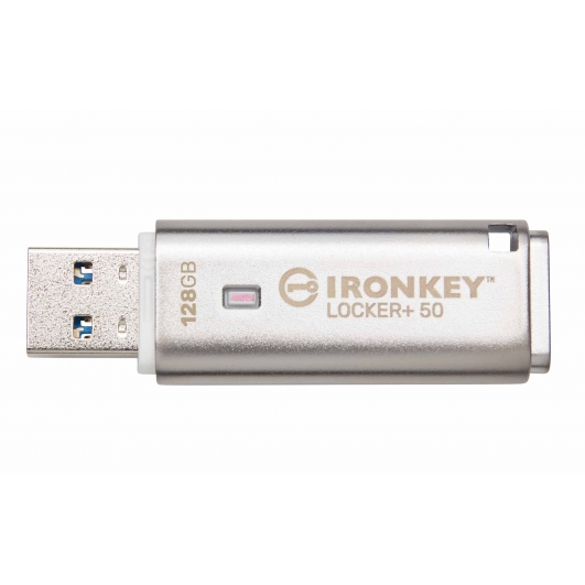 128GB Kingston Ironkey Locker+ 50 USB 3.2, Gen1 Flash Drive, Type-A, 145MB/s R