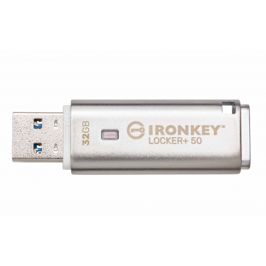 32GB Kingston Ironkey Locker+ 50 USB 3.2, Gen1 Flash Drive, Type-A, 145MB/s R